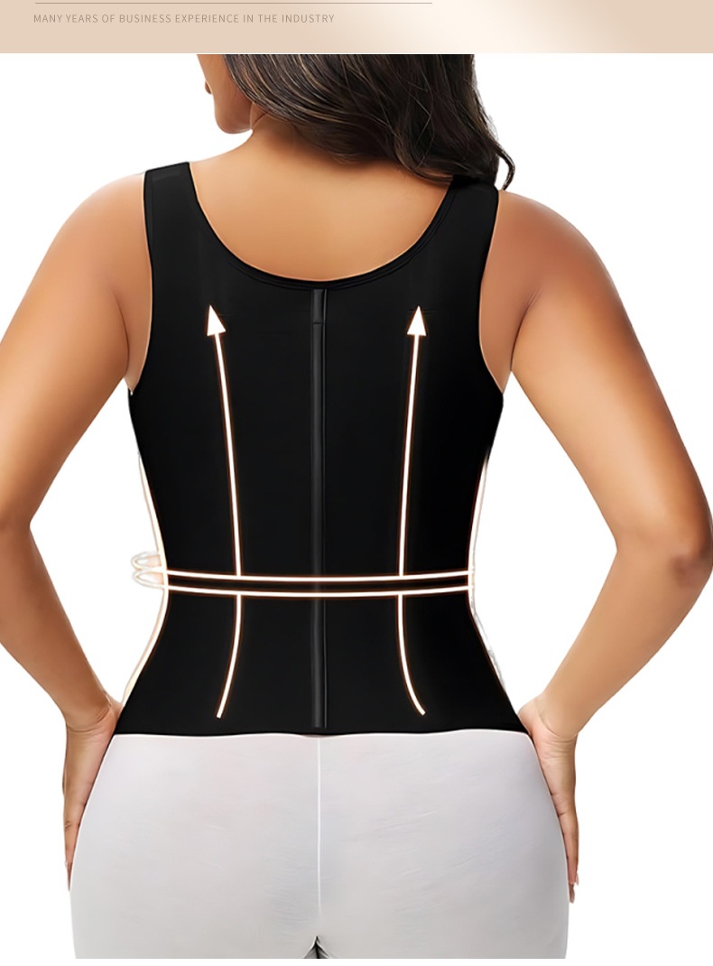 Womens Compression Shapewear Vest with Front Zipper
